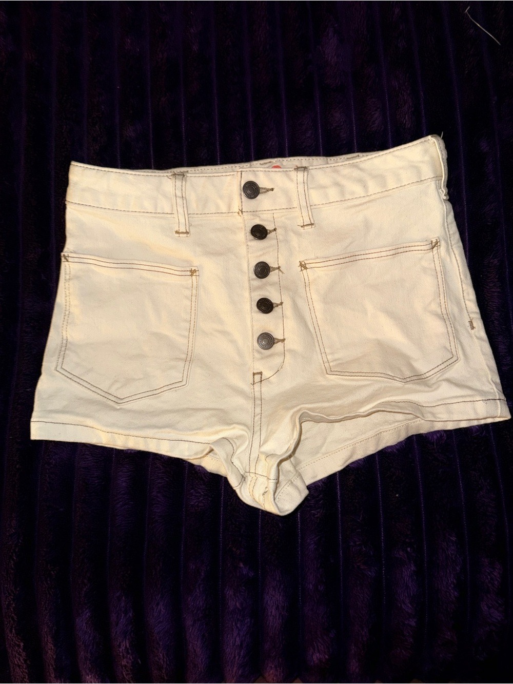 Free People We The Free Bridgette Denim Shorts Cream Size 29
